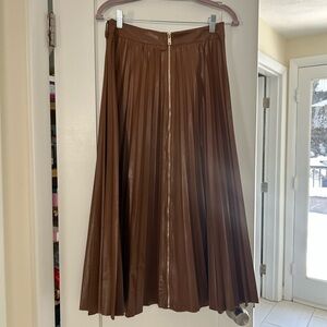 Zara Brown Maxi Pleated Skirt